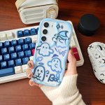 1PC Cute Blue Green Creative Little Ghost Halloween Ghost Cartoon Pattern Case Suitable For Samsung S23 S22 S21 A02 A10S A11 A12
