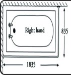 Bath Rail Aluminium Right Hand Return 1800MM X 800MM