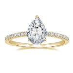 Eamti 2CT 925 Sterling Silver 14K Gold Plated Engagement Rings Pear Cut Cubic Zirconia Cz Wedding Promise Rings For Her Stunning