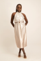 Siara Ombre Satin Midi Dress W/ Tie Back - Grey - M