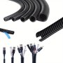 6m Split Loom Tubing Wire Conduit Black Corrugated Wire Tube Cable Protection Pipe Cable Tidy Tube For TV Cables Electric Wire Garden Lights