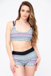 Senza Ladies Printed Swimwear Strappy Blouson Tankini Set With Boy Shorts