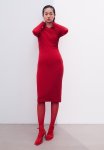 Draped Bodycon Dress - Red