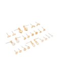 Goldair Gold Mixed Diamante Stud Earrings 12 Pack