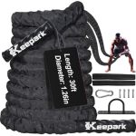 Battle Ropes For Home Gym Exercise: 1.26 Inch Diameter 30FT Length Workout Rope Exercise Rope Training Ropes With Protective Sle