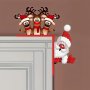 Santa Claus & Reindeer Wooden Christmas Door Corner Sign - Handcrafted Holiday Decor For Living Room Bedroom Office & Outdoor Spaces