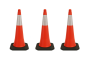 Passion 3PACK Pvc Traffic Cones With Black Rubber Base 750MM