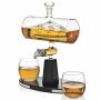 Whiskey Decanter Dispenser With 2 Whisky Tumbler Glasses - For Liquor Scotch Bourbon Vodka