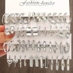 12-48 Pcs Set Of Silvery Circle Design Hoop Earrings Zinc Alloy Jewelry Simple Elegant Style Suitable For Women Daily Wear