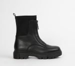 Black Chunky Zip Ankle Boots For Women - 8 Black