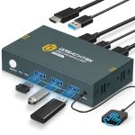 USB3.0 Kvm Switch 2 Port HDMI 4K@60HZ Kvm Switch 1 Monitors 2 Computers With 3 USB3.0 Ports HDMI Kvm Switches For 2 Pcs Share