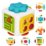 6-IN-1 Montessori Activity Cube For Kids - Sensory Learning Toy Perfect For Busy & Travel Play Autism Development Center Color V