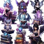 12PCS Vintage Gothic Sticker Set - Creative Reading Girl & Belly Dance Designs For Journals Scrapbooks & Diy Crafts - Matte Fini