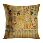 1PC Egypt Old Egyptian Papyrus Ancient Painting Vintage Pharaoh Square Decorative Pillowcase Short Plush Decor Cushion 45.72X45.