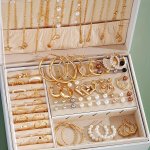 86PSC SET Luxurious Middle Eastern Jewelry Set Vintage & Bohemian Style Butterfly Heart Faux Pearl Bead Leaf Floral Knot Wide Ba