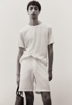 Regular Fit Linen-blend Shorts - White
