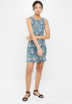 Peacock Printed Shift Dress - Blue