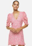 Frill-trimmed Dress - Pink Small Flowers