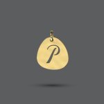 Gold Pebble Initial Pendant