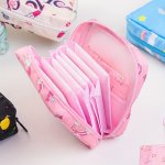 Kawaii Cartoon Pattern Sanitary Napkin Bag Versatile Carry On Pouch Zipper Portable Bag