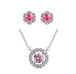 DESTINY Petal October pink Tourmaline Birthstone Set With Swarovski Crystal