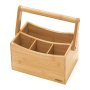 Heartdeco Bamboo Cutlery Caddy Holder Tabletop Organizer