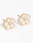 Goldair Gold Pearl Center Flower Stud Earrings