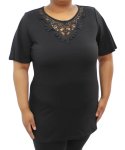 Ladies Plain Lace Tunic - 60 Black