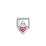 Composable Classic Link Pendant Heart Red Stones