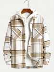 Big Plaid Pattern Men's Retro Casual Long Sleeve Lapel Shirt With Pocket Design Fall Winter Outdoor