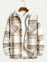 Big Plaid Pattern Men's Retro Casual Long Sleeve Lapel Shirt With Pocket Design Fall Winter Outdoor