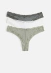 3-PACK Brazilian Briefs - Khaki Green & White