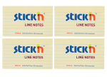 Adhesive Sticky Notes Lined Pastel Yellow - 76MM X 127MM - Pack 4