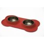 Non-slip Stainless Steel Double Pet Bowl Red