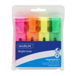 Marlin Bright Liners Highlighter 4'S Assorted Colours Pack Of 12