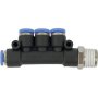 Pu Hose Fitting Manifold 4 X 4MM Port X 1/4'M