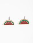 Goldair Gold Enamel Watermelon Stud Earrings
