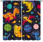 Dinosaur Curtains Cartoon Dino Safari Animal Curtain With Rod Pocket For Kids Boys Girls Children Nursery Living Room Bedroom Ho