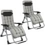 Folding Recliner Lounger Chairs With Detachable Cushion - Set Of 2