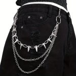 Cool Hip Hop Metal Rivet Stage Performance Multi-layer Waist Chain Dress Up Jeans Men's Accessories