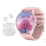 Smartwatch For Women & Bluetooth Earbuds Set - Pink Fitness Style