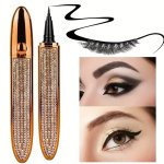 2 In 1 Self-adhesive Magic Lash Liner Glue Pen Non Magnetic No Glue Glitter Liquid Eyeliner Waterproof Long Lasting Fast Dry For