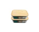 Borosilicate Food Container With Bamboo Lid 20CM - Set Of 2