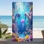Extra-Large Microfiber Beach Towel With Vibrant Underwater Coral And Dolphin Design - Soft Quick-Dry Sand-Free Knit Fabric Coastal Towel For Swimming Yoga Travel Fitness