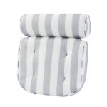 4D Mesh Bath Pillow With 6 Suction Cups Grey And White Stripe
