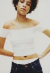 Rib-knit Off-the-shoulder Top - White