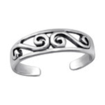 C1106-C27627 - 925 Sterling Silver Pattern TOE RING Adjustable Size