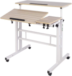 Toxiya Exquisite Wheeled Detachable Height Adjustable Standing Laptop Desk Computer Cart For Home Office Rolling Desk Long-lasti