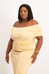 Laura Plisse Off-shoulder Top - Latte - 2XL
