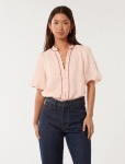 Perry Piping Blouse - 16 Misty Pink